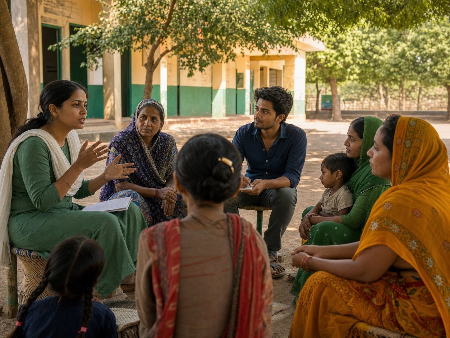 A village listening circle shaping a local initiative together